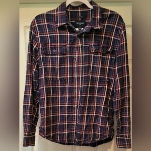 TRUE RELIGION $89 Men's Blue Plaid Casual Long Sleeve Button Down Shirt Size Med